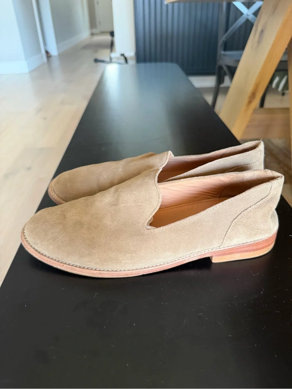 Tecovas Men’s Suede Loafers Sand Beige Leather Slip On Shoes Size 8.5 D